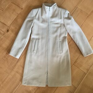 Elegant Cream Beige Long Coat Wool Angora